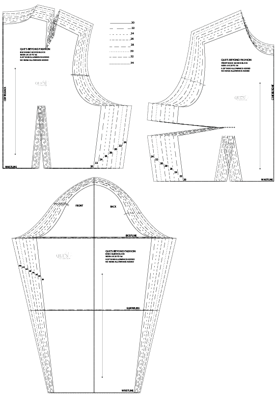 Women Basic Bodice Pattern: Sizes 6 to 36 (Slopper Block)