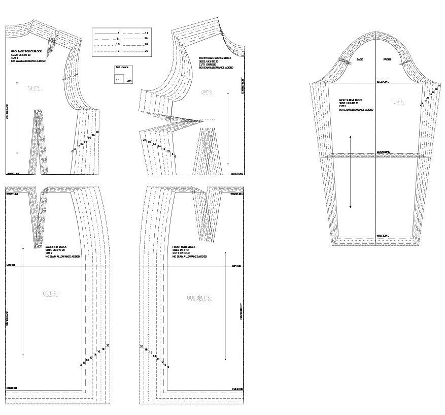 Basic Dress Pattern Set: Sizes 6 to 36 (Sloper Block)