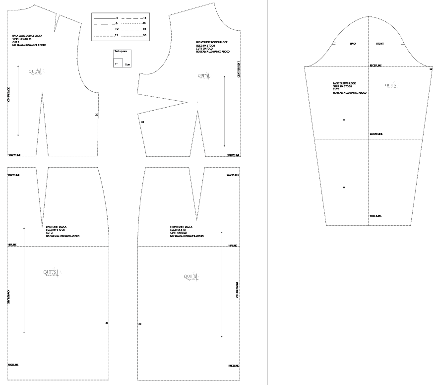 Basic Dress Pattern Set: Sizes 6 to 36 (Sloper Block)