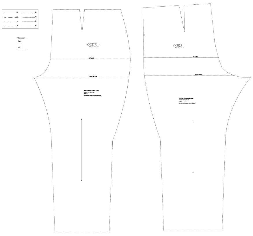 Basic Pattern Set - Basic Dress and Basic Pants: Size 6 to 36 (Sloper Blocks)