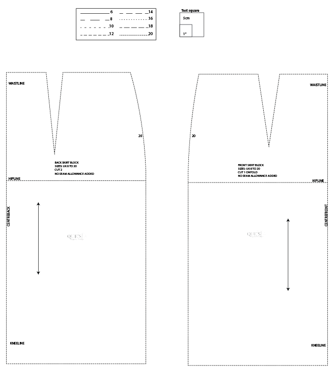 Basic Skirt Sise20 Basic Skirt Pattern: Sizes 6 to 36 (Sloper Block)