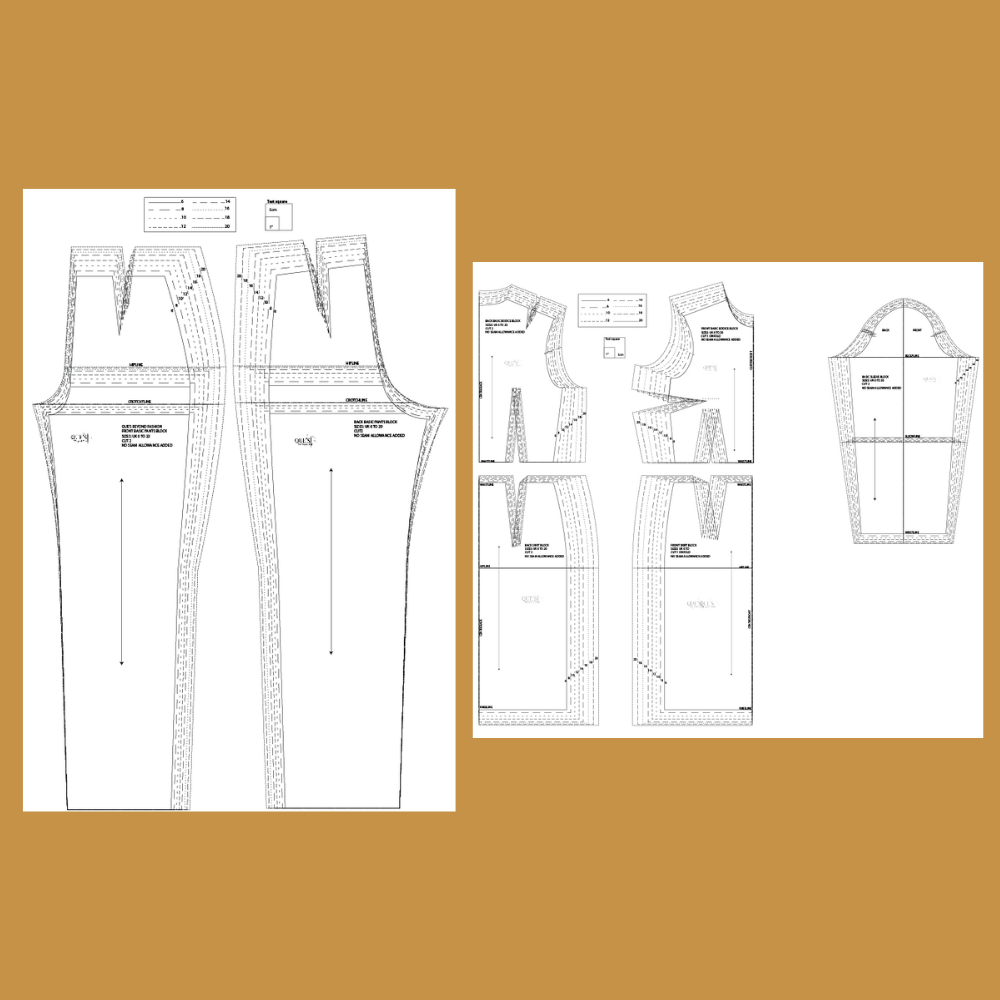 Basic Pattern Set - Basic Dress and Basic Pants: Size 6 to 36 (Sloper Blocks)