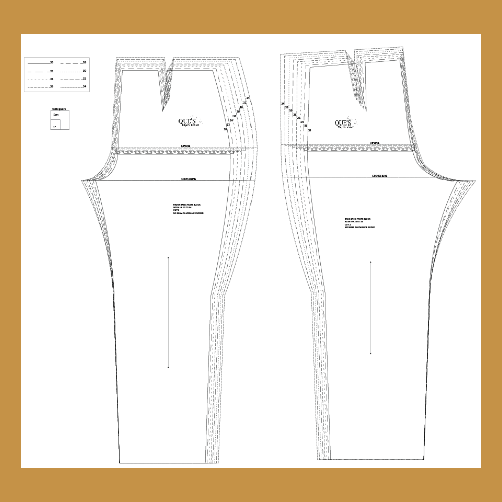 Basic Pants Pattern: Sizes 6 to 36 (Sloper Block)