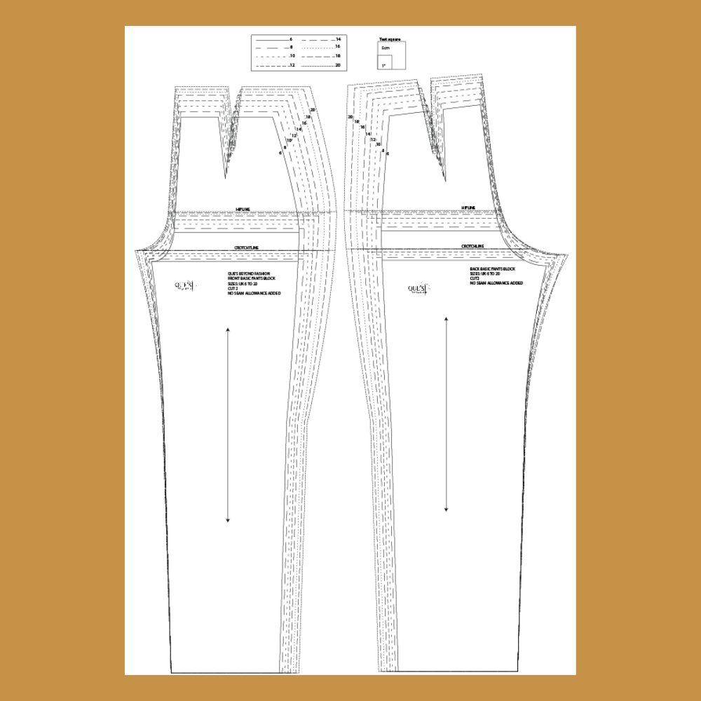 Basic Pattern Set - Basic Dress and Basic Pants: Size 6 to 36 (Sloper Blocks)