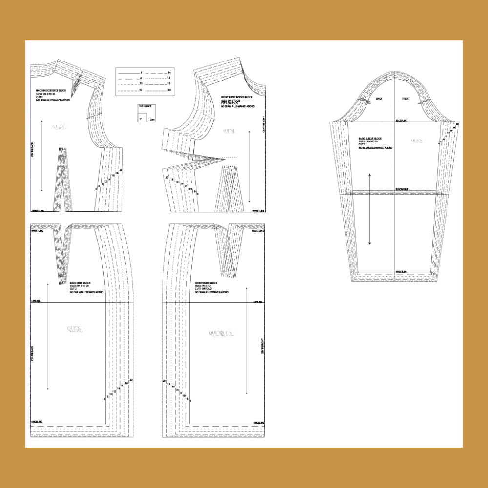 Basic Dress Pattern Set: Sizes 6 to 36 (Sloper Block)