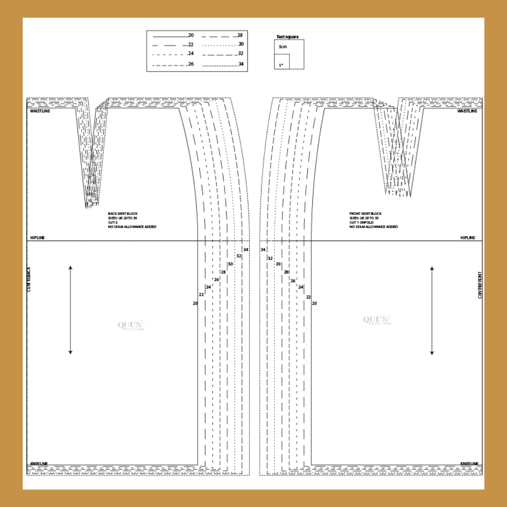 Untitled design (26) Basic Skirt Pattern: Sizes 6 to 36 (Sloper Block)