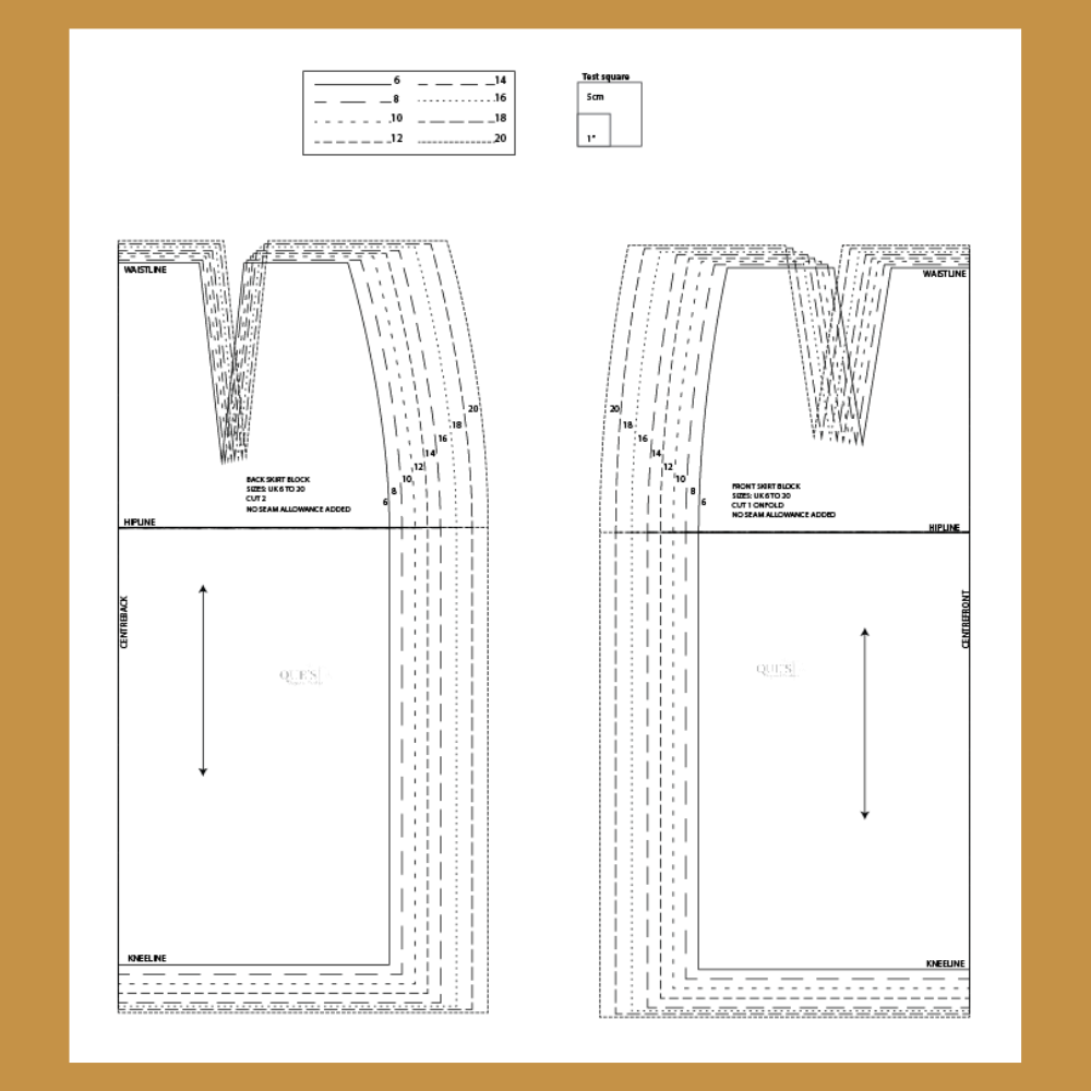 Untitled design (27) Basic Skirt Pattern: Sizes 6 to 36 (Sloper Block)