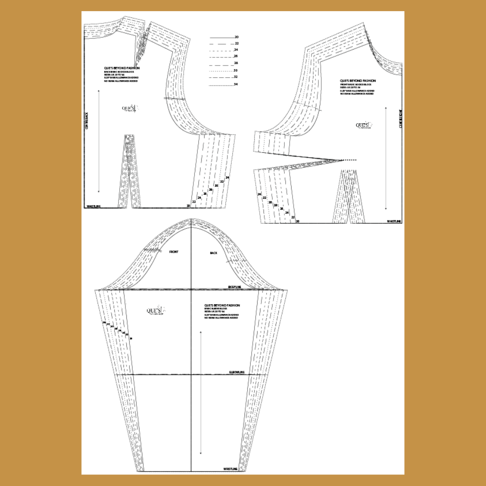 Women Basic Bodice Pattern: Sizes 6 to 36 (Slopper Block)